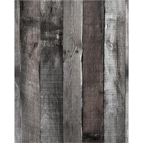 Natural Wood-Dark Grey Wood Contact Paper Peel and Stick Wallpaper 17.8”x 80" - Picture 1 of 2